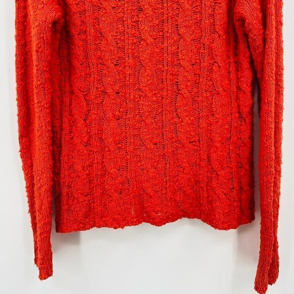 Yellow Bird Anthropologie Size Small Orange Skewed Cable Knit Sweater Nubby Knit - Picture 9 of 10